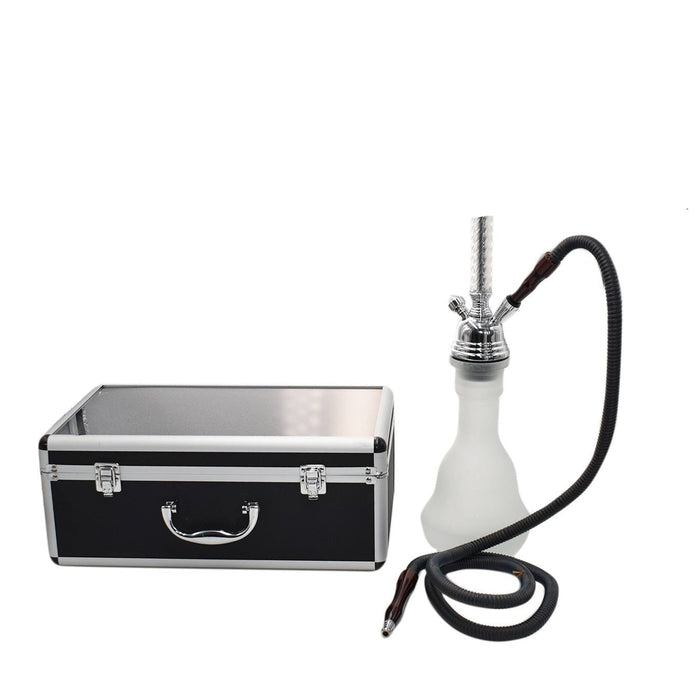 24” Frosted Glass Hookah in a Hard Shell Case - (1 Count)-Hand Pipes, Rigs, & Bubblers