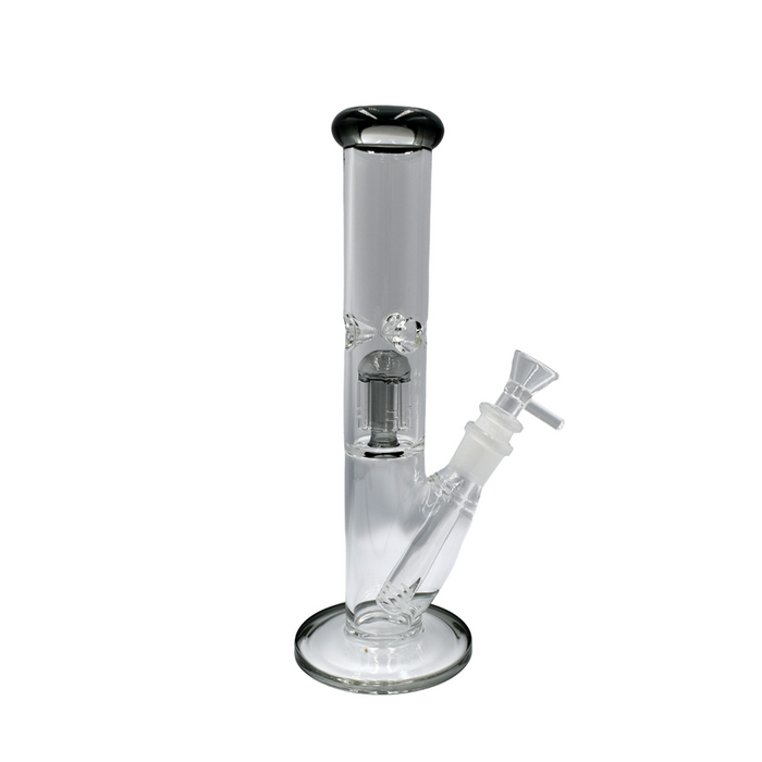 10" Straight Tube Tree Arm Perc Waterpipe - Colors May Vary - (1 Count)-Hand Pipes, Rigs, & Bubblers