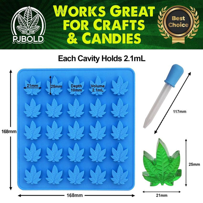 2mL Marijuana Hemp Leaf Silicone Candy Mold – 25 Cavities | Gummies & Chocolates (48 Molds)-Silicone Candy Molds