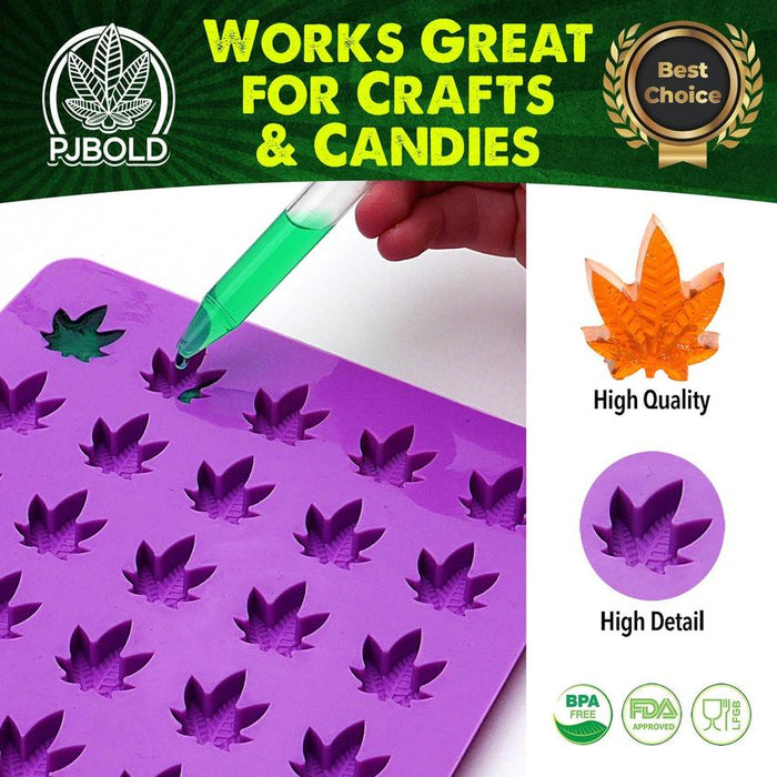2mL Marijuana Hemp Leaf Silicone Candy Mold – 25 Cavities | Gummies & Chocolates (48 Molds)-Silicone Candy Molds
