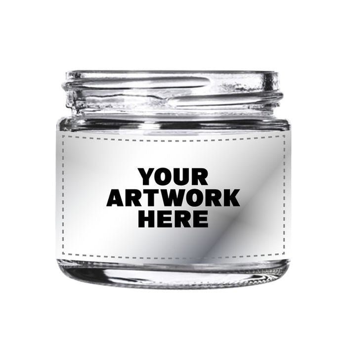 2oz Clear Glass Straight-Sided Jar, With Printed Sticker And Application Of Sticker!-Glass Jars