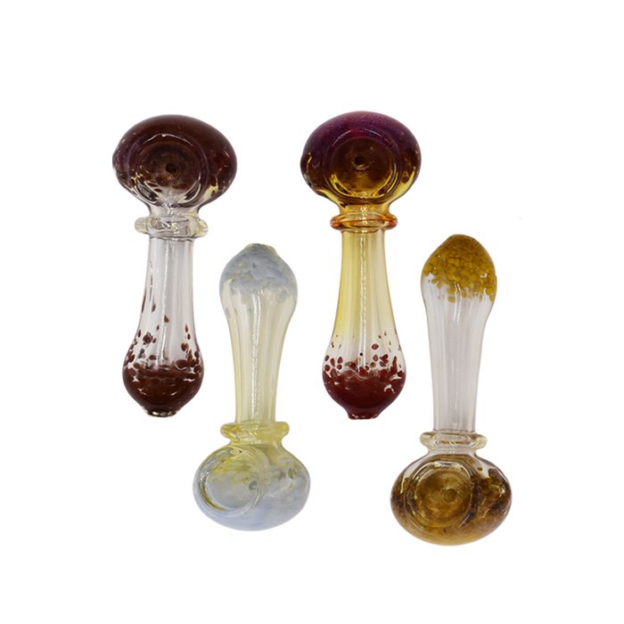 3" 2 Way Frit Art Glass mini spoon Hand Pipe - Color May Vary - (1 Count)-Silicone Hand Pipe