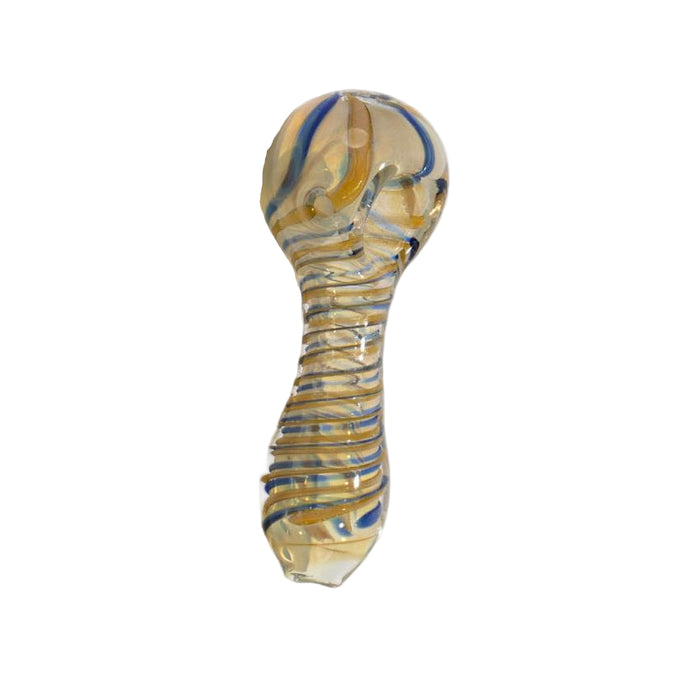3″ Blue & Gold Spiral Swirl Fumed Glass Hand Pipe - (5 Count)-Hand Pipes, Rigs, & Bubblers