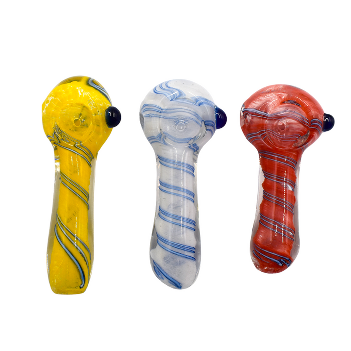 3" Double Swirl Wrap Hand Pipe Colors May Vary - (1 Count)-Hand Pipes, Rigs, & Bubblers-MJ Wholesale