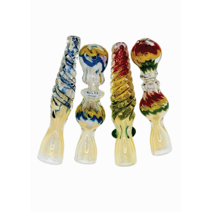 3" Fumed Swirl Chillum Hand Pipe - Mixed Color Jar - (25 Count)-Glass Chillums