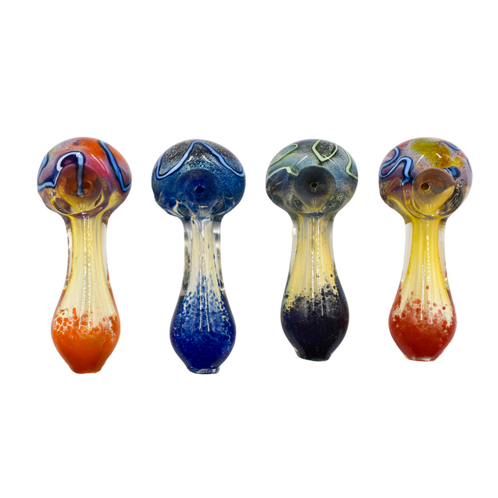 3" Inside Frit Fumed Hand Pipe Colors May Vary - (1 Count)-Hand Pipes, Rigs, & Bubblers-MJ Wholesale