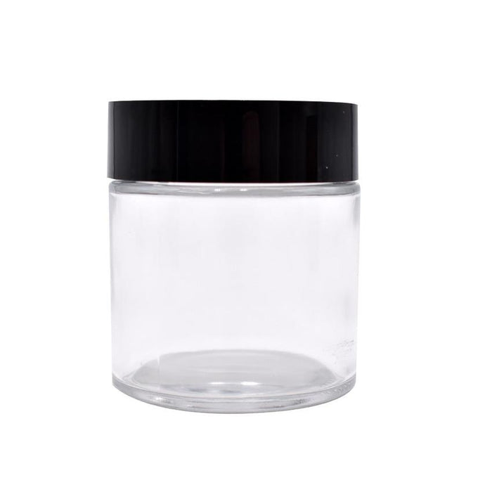 3 oz Clear Glass Jar With Glossy Black Child Resistant Lid - (100 Count)-Glass Jars