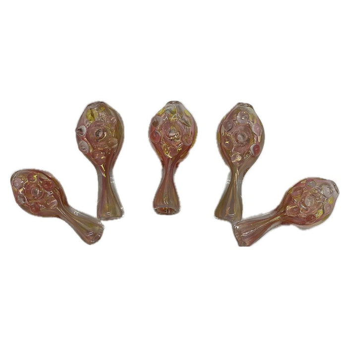 3" Round Chillum With Glass Knobs - Design May Vary - (5 Count)-Hand Pipes, Rigs, & Bubblers
