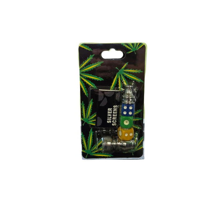 3" Triple Dice Metal Hand Pipe with Screen Pack (12 Count Display)-Hand Pipes, Rigs, & Bubblers