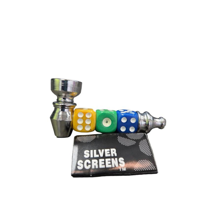 3" Triple Dice Metal Hand Pipe with Screen Pack (12 Count Display)-Hand Pipes, Rigs, & Bubblers