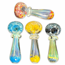 3" Two Way Frit Art Mini Spoon Hand Pipe - Design May Vary - (1 Count)-Silicone Hand Pipe