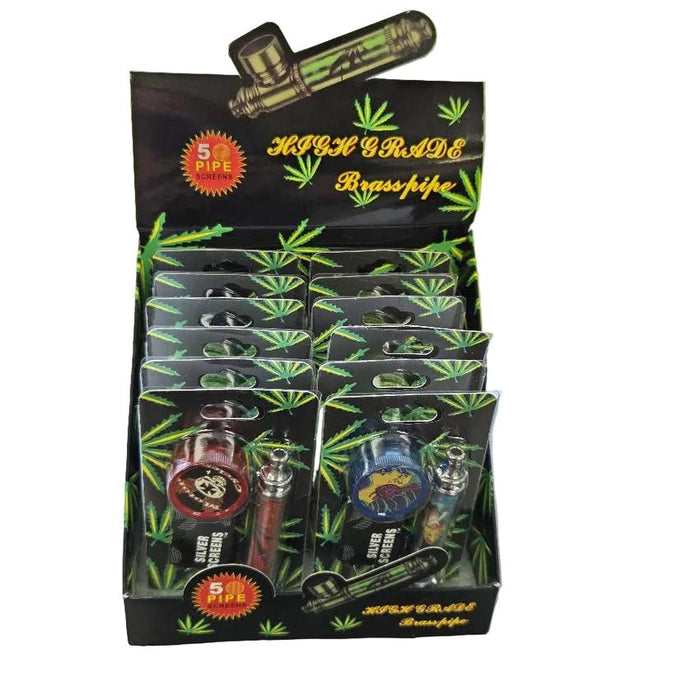 3.5" Character Metal Hand Pipe Grinder Screen Pack (12 Count Display)-Hand Pipes, Rigs, & Bubblers