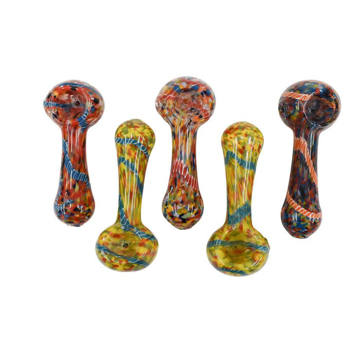 3.5 Frit Strip Hand Pipe - Color May Vary - (5 Count)-Hand Pipes, Rigs, & Bubblers