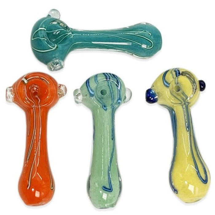 3.5" Frit With Straight Color Spoon Hand Pipe - Design May Vary - (1 Count)-Hand Pipes, Rigs, & Bubblers