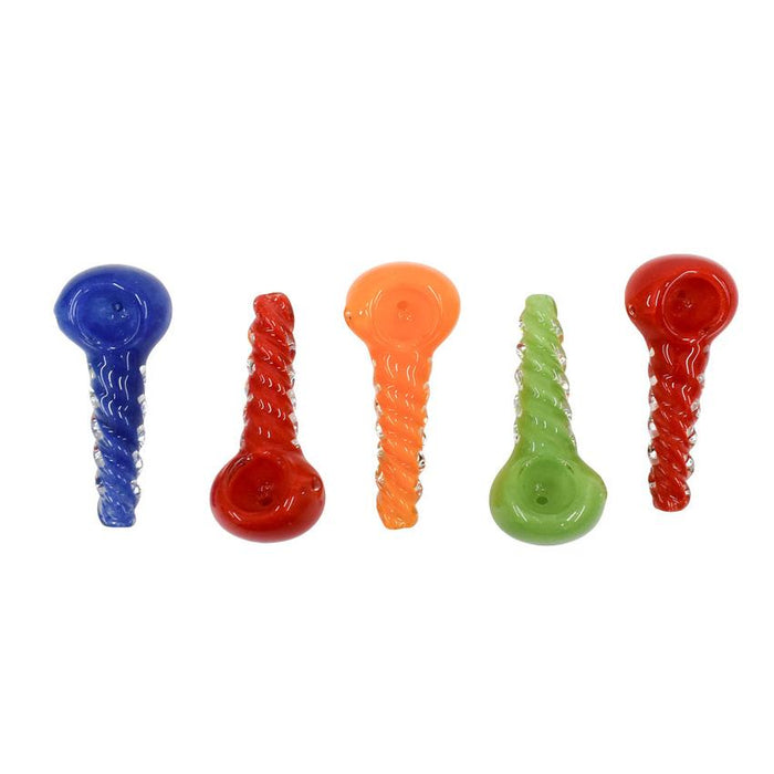 3.5’ Fritted Twist Hand Pipe - Color May Vary - (5 Count)-Hand Pipes, Rigs, & Bubblers