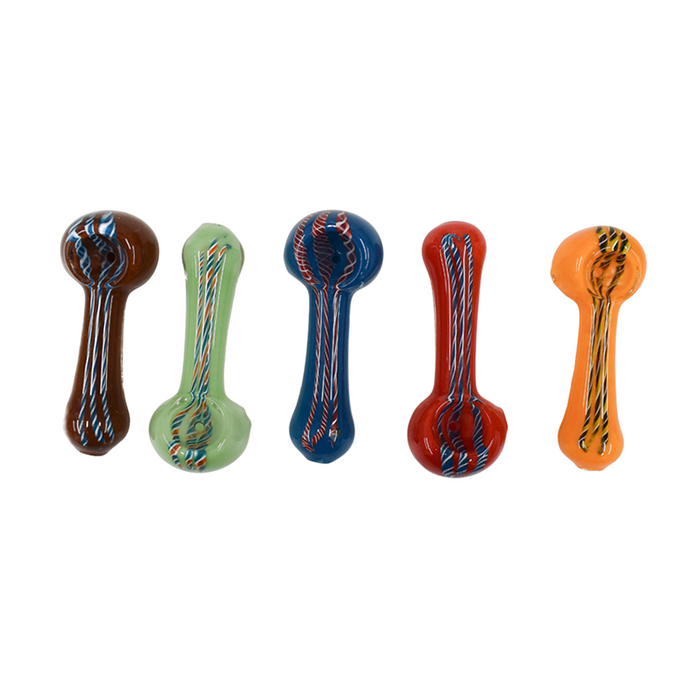 3.5’ Middle Stripe Hand Pipe - Color May Vary - (5 Count)-Hand Pipes, Rigs, & Bubblers