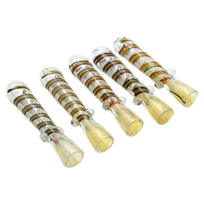3.5" Spiral Glass Chillum - Design And Color May Vary - (5 Count)-Hand Pipes, Rigs, & Bubblers