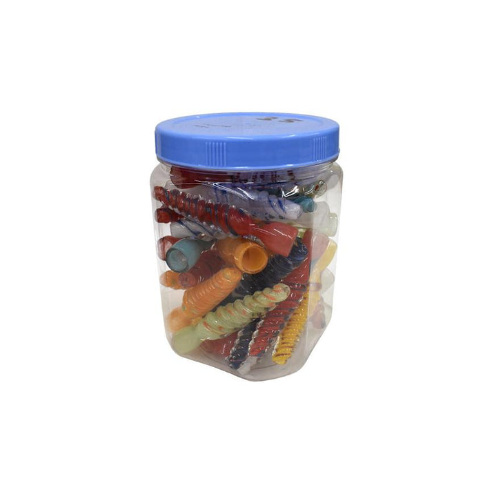 3.5" Twisted Swirl Chillum Hand Pipe - Mixed Color Jar - (35 Count)-Glass Chillums