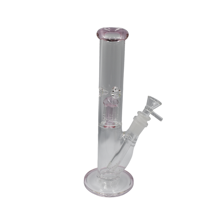 10" Straight Tube Tree Arm Perc Waterpipe - Colors May Vary - (1 Count)-Hand Pipes, Rigs, & Bubblers