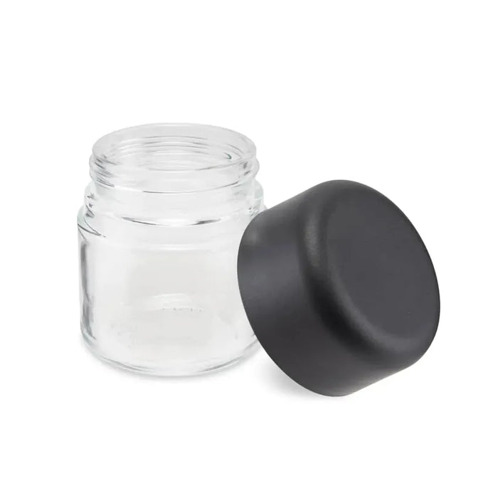 3oz Clear Glass Straight-Sided Round Jar with Black Child Resistant Lid - (160 Count)-Glass Jars