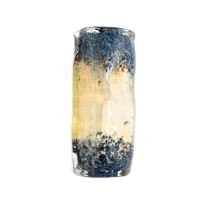 4" Artistic Frit Rectangular Hand Pipe - Blue & Yellow Gold - (1 Count)-Hand Pipes, Rigs, & Bubblers