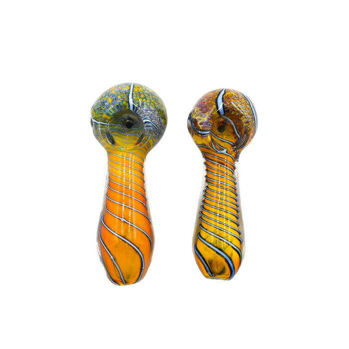 4" Brown Wave Hand Pipe - (1 Count)-Hand Pipes, Rigs, & Bubblers-MJ Wholesale