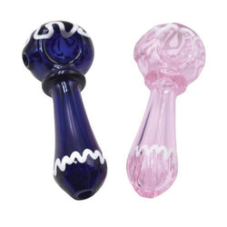 Silicone Smoking Pipe with Glass Bowl & Cap Lid, Geometric Pastel