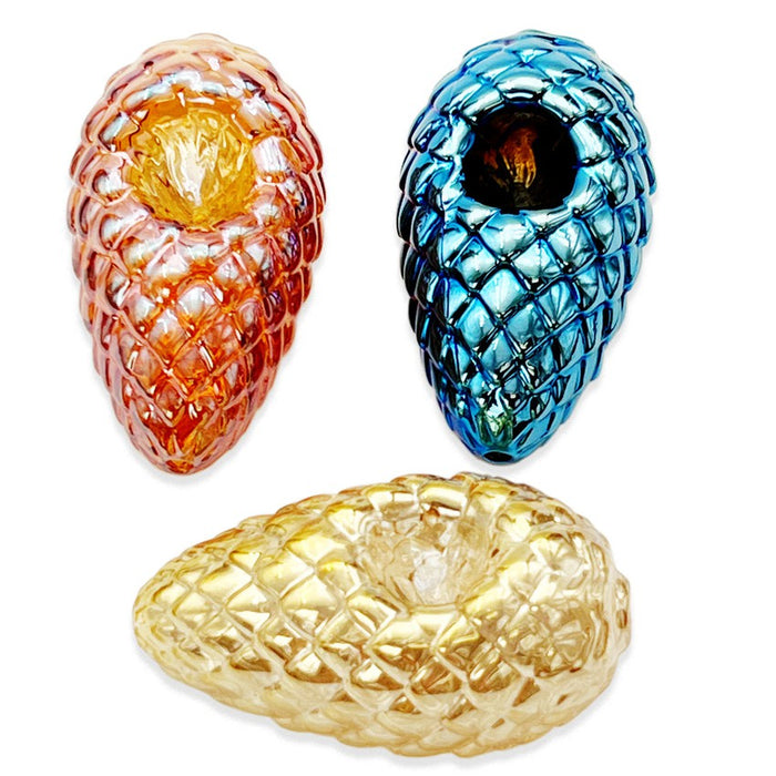 4" Electro Plated Pine Cone Hand Pipe - Design May Vary - (1 Count)-Hand Glass, Rigs, & Bubblers