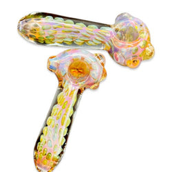 4" Gold Dot Art Hand Pipe - Design May Vary - (1 Count)-Hand Glass, Rigs, & Bubblers