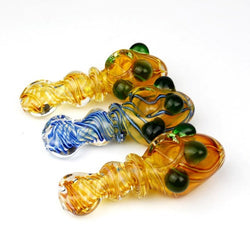4" Golden Art Hand Pipe - Design May Vary - (1 Count)-Silicone Hand Pipe