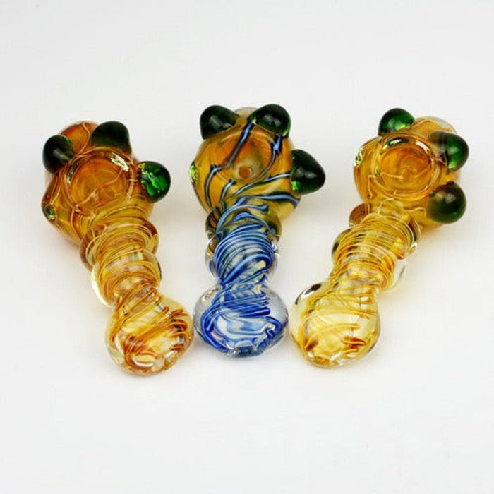 4" Golden Art Hand Pipe - Design May Vary - (1 Count)-Silicone Hand Pipe