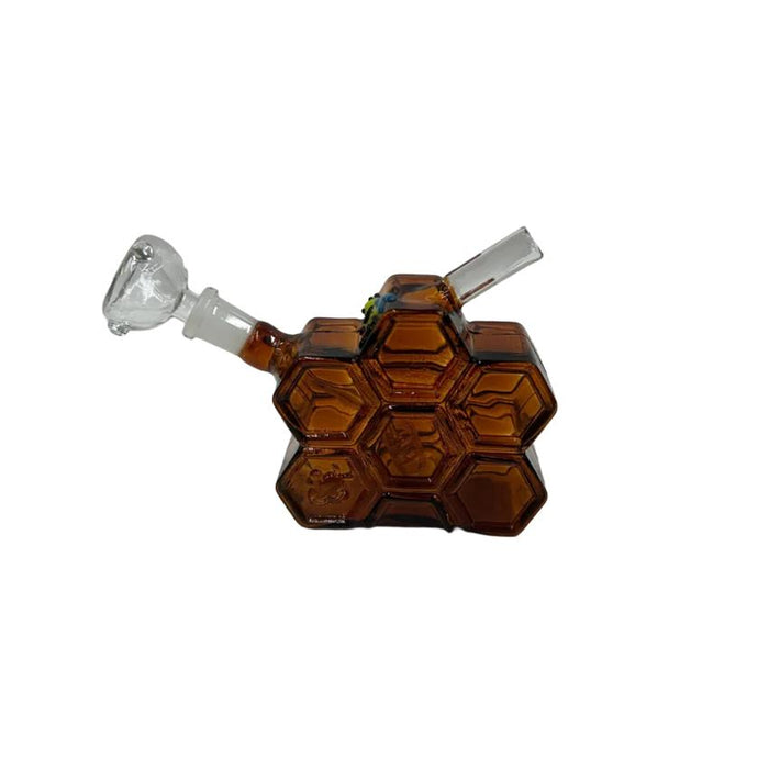 4" Honeycomb Glass Waterpipe (1 Count)-Hand Pipes, Rigs, & Bubblers