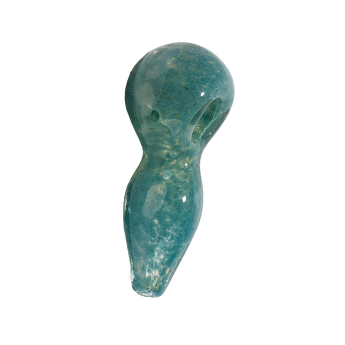 4″ Ocean Teal & Yellow Frit Spotted Glass Hand Pipe - (1 Count)-Hand Pipes, Rigs, & Bubblers