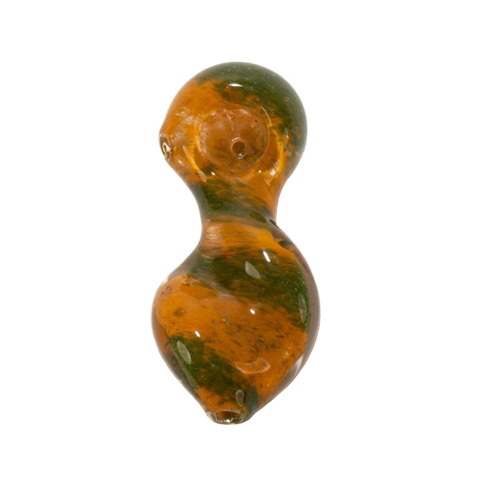 4" Orange & Green Swirl Hourglass Dual-Bulb Hand Pipe - 1 Count-Hand Pipes, Rigs, & Bubblers