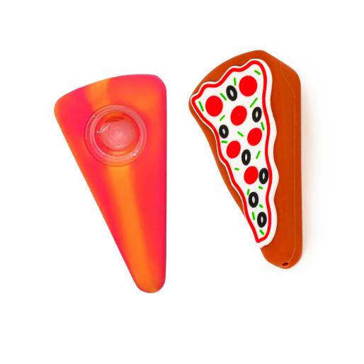 4" Pizza Slice Designed Silicone Pipe - Color May Vary - (1 or 3 Count)-Hand Pipes, Rigs, & Bubblers