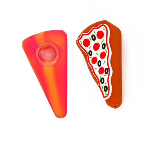 4" Pizza Slice Silicone Hand Pipe - Color May Vary - (1, 3 OR 6 Count)-Silicone Hand Pipe