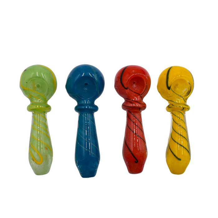 4" Rounded Stripe Hand Pipe Colors May Vary - (1 Count)-Hand Pipes, Rigs, & Bubblers-MJ Wholesale