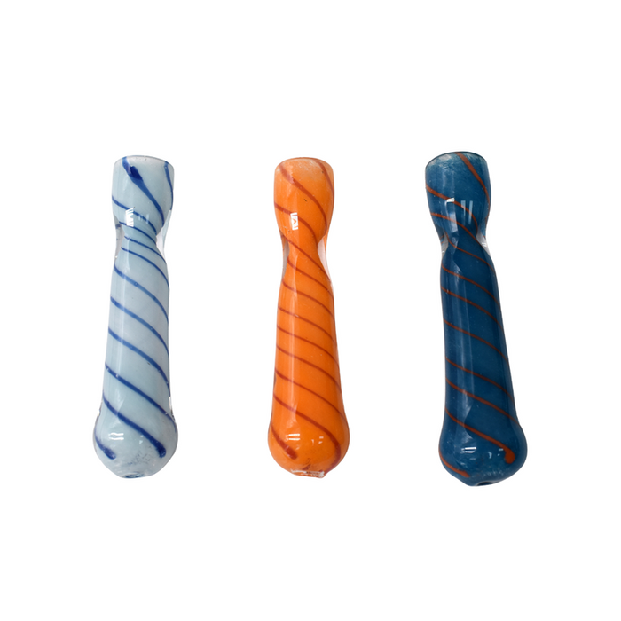 4" Swirled Frit Chillum Hand Pipe - Various Colors (4 Count)-Hand Pipes, Rigs, & Bubblers