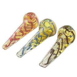 4" Triple Flatting Snake Style Hand Pipe - Design May Vary - (1 Count)-Silicone Hand Pipe