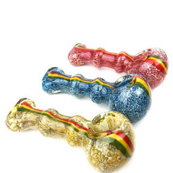 4" Triple Rims Multi Frit Hand Pipe - Design May Vary - (1 Count)-Silicone Hand Pipe