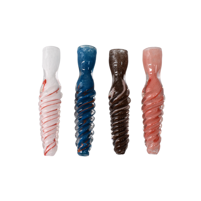 4" Twisted Frit Chillum Hand Pipe - (4 Count)-Hand Pipes, Rigs, & Bubblers