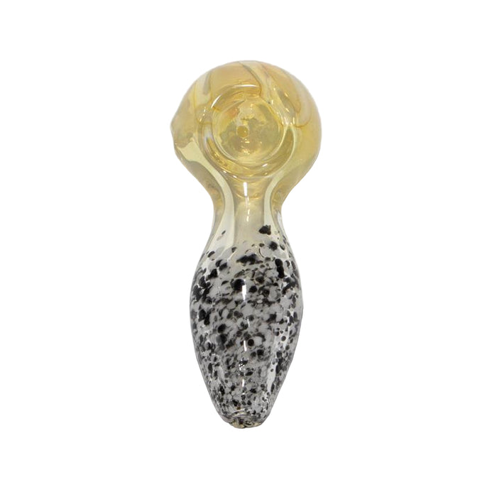 4″ Yellow & Black Spotted Glass Hand Pipe - (1 Count)-Hand Pipes, Rigs, & Bubblers