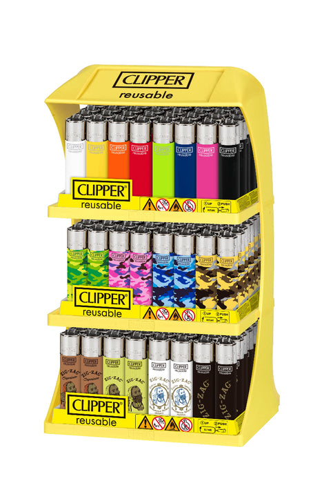 3 Tiered Clipper Lighter Display - Solid -Camo - Zig Zag Collection - (144 Count Display)