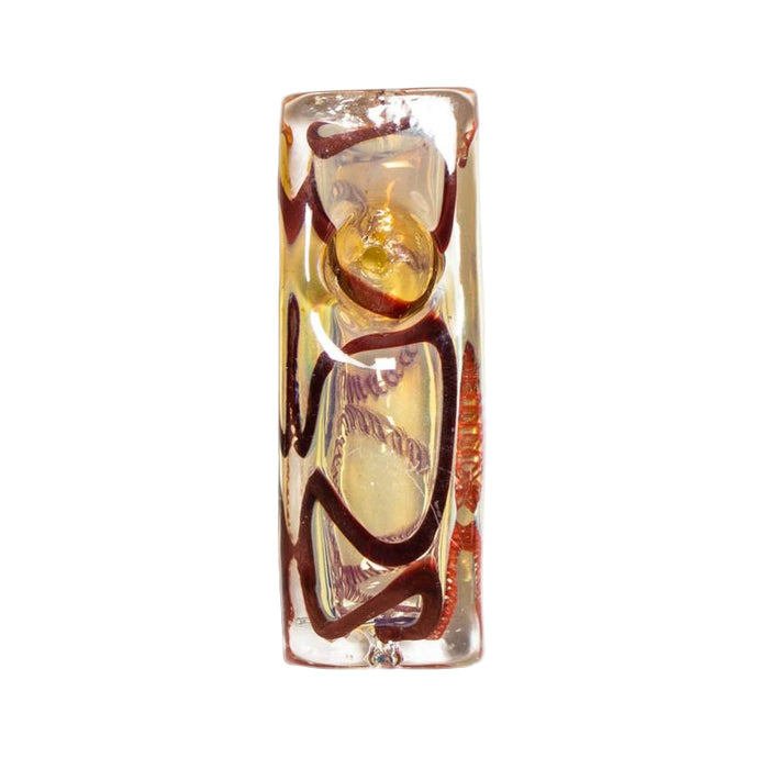 4.5" Amber & Red Swirl Squared Glass Hand Pipe - (1 Count)-Hand Pipes, Rigs, & Bubblers
