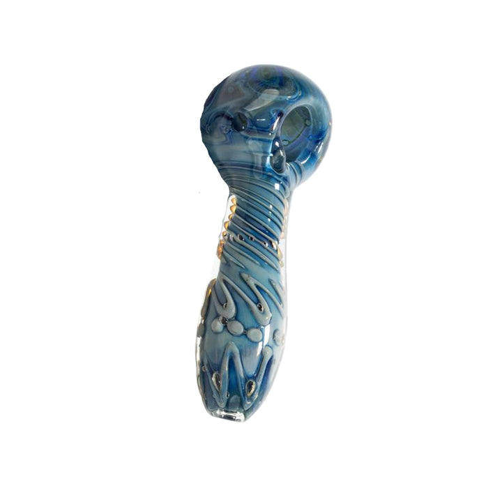 4.5" Artistic Blue Swirl Hand Pipe with Textured Body - (1 Count)-Hand Pipes, Rigs, & Bubblers