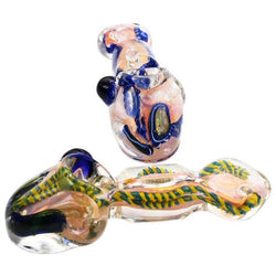 4.5" Ball In Center Gold Fumed Hand Pipe - Design May Vary - (1 Count)-Silicone Hand Pipe