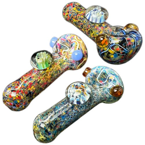 4.5" Decorative Pendant on Mid Body Glass Hand Bowl - Design May Vary - (1, 5, or 10 Count)-Hand Glass, Rigs, & Bubblers