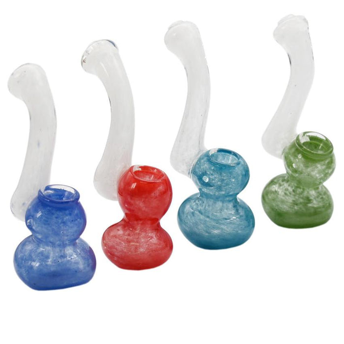 4.5" Double Color Frit Bubbler - Design And Color May Vary - (1 Count)-Hand Pipes, Rigs, & Bubblers
