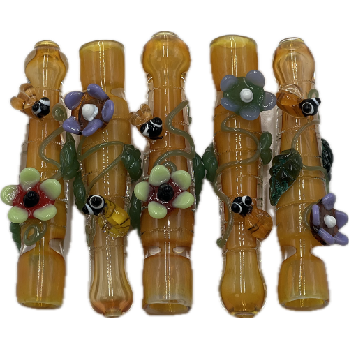 4.5" Dream Garden Chillum With Glass Art - Design May Vary - (1 Count)-Hand Glass, Rigs, & Bubblers