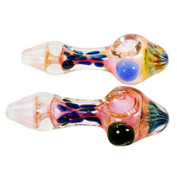 4.5" Flower On Head Heavy Hand Pipe - Design May Vary - (1 Count)-Silicone Hand Pipe